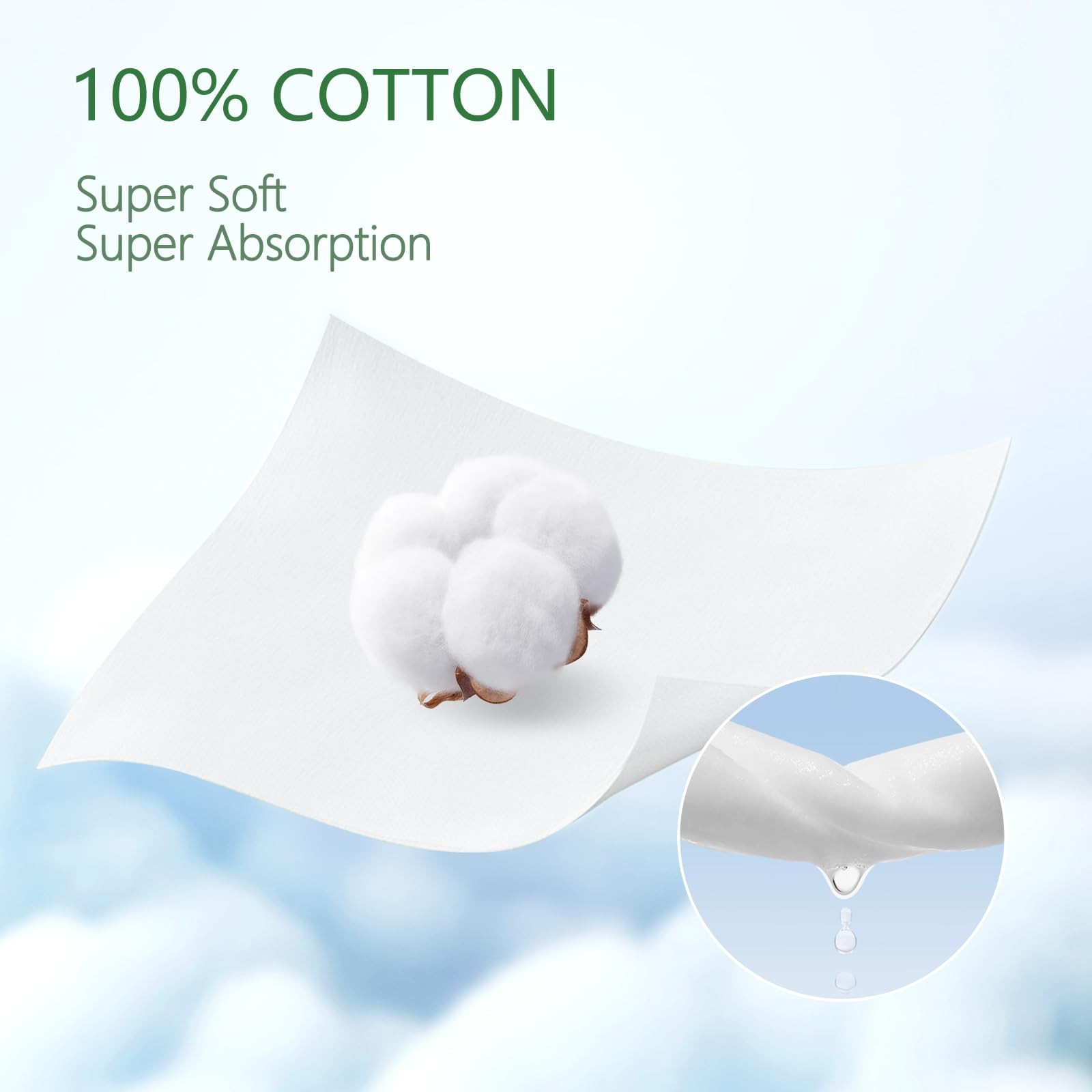 Dorahoney 100% Cotton Travel Wipes for Sensitive Skin, 7 Count (Pack of 8)