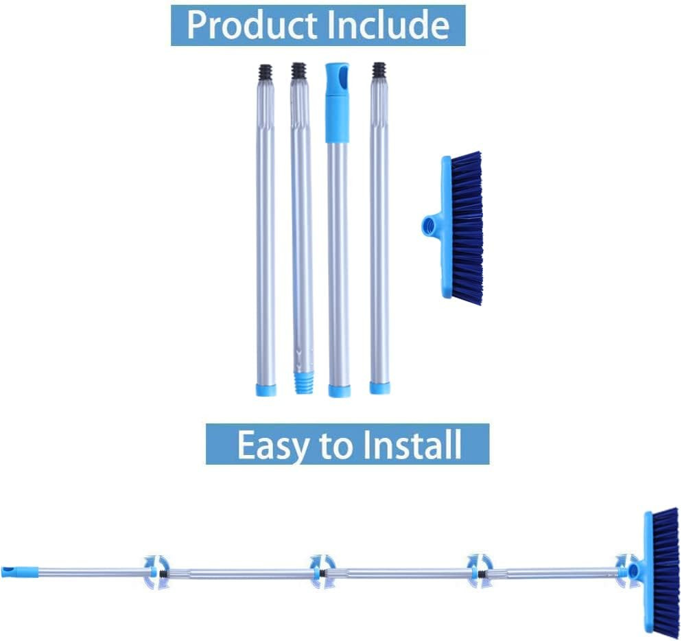 Deck Scrub Brush with Long Handle for Indoor and Outdoor Cleaning | Stiff Bristl