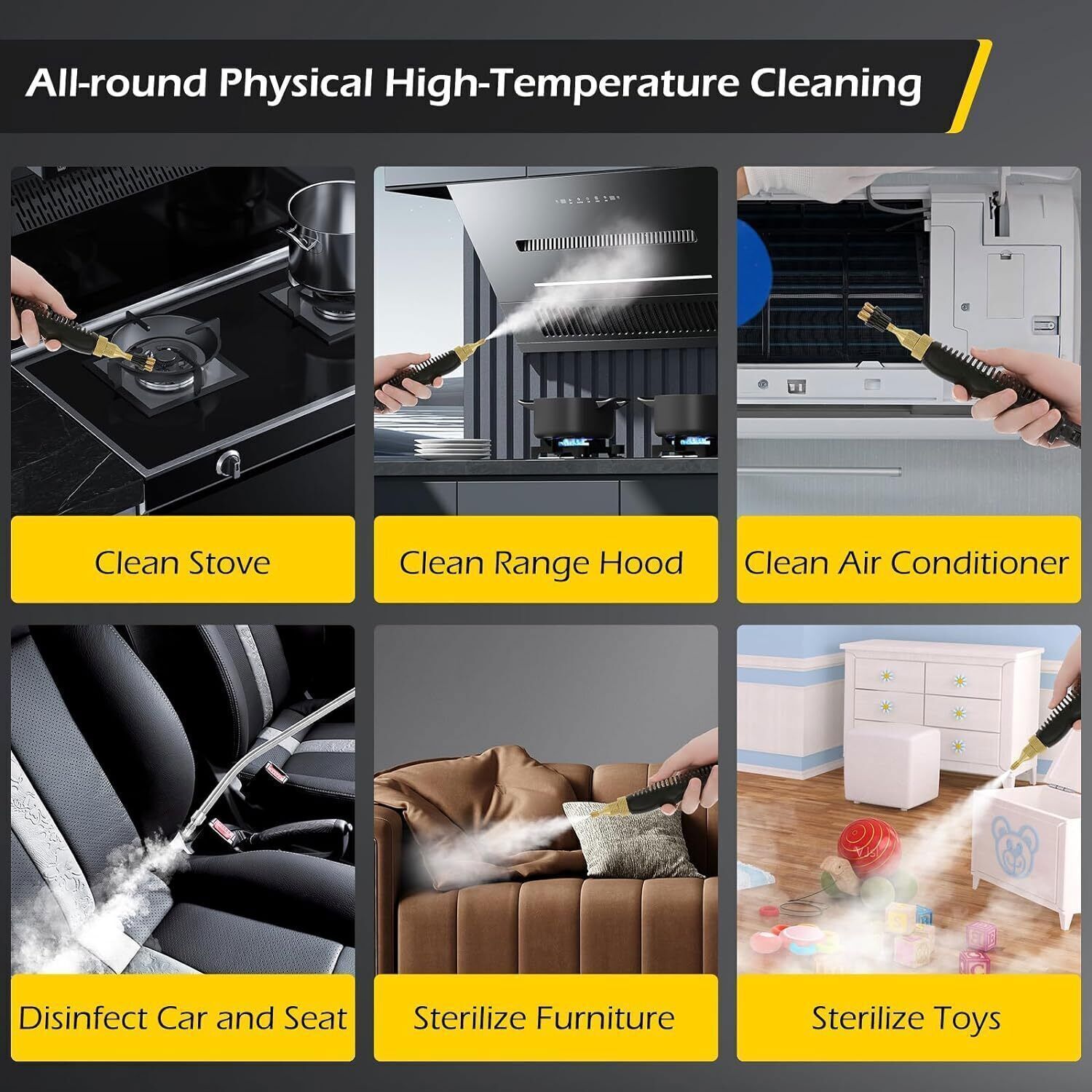 2500W High Temp Pressurized Steam Cleaner Machine Kitchen Portable Handheld US