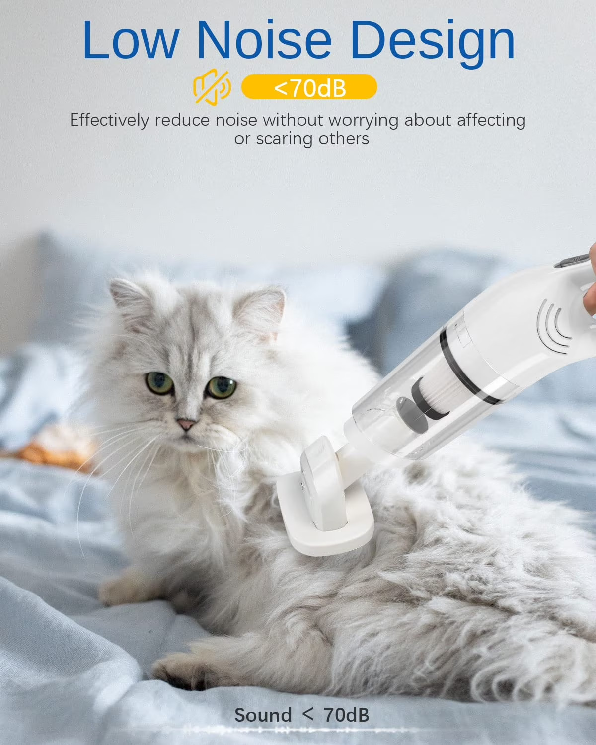 5-In-1 Handheld Pet Hair Vacuum & Grooming Brush, Low Noise Pet Vacuum for Shedd