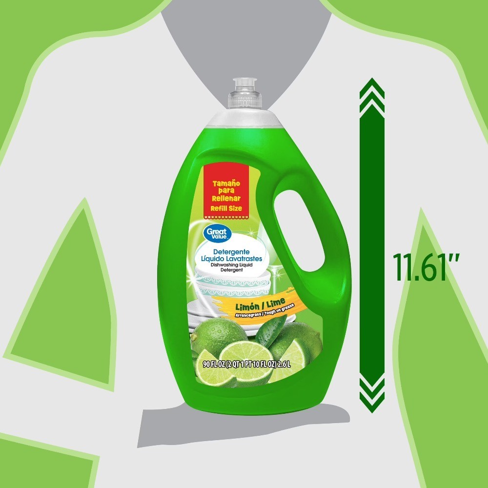 Dish Washing Liquid Detergent, Limon/Lime, 90 fl oz