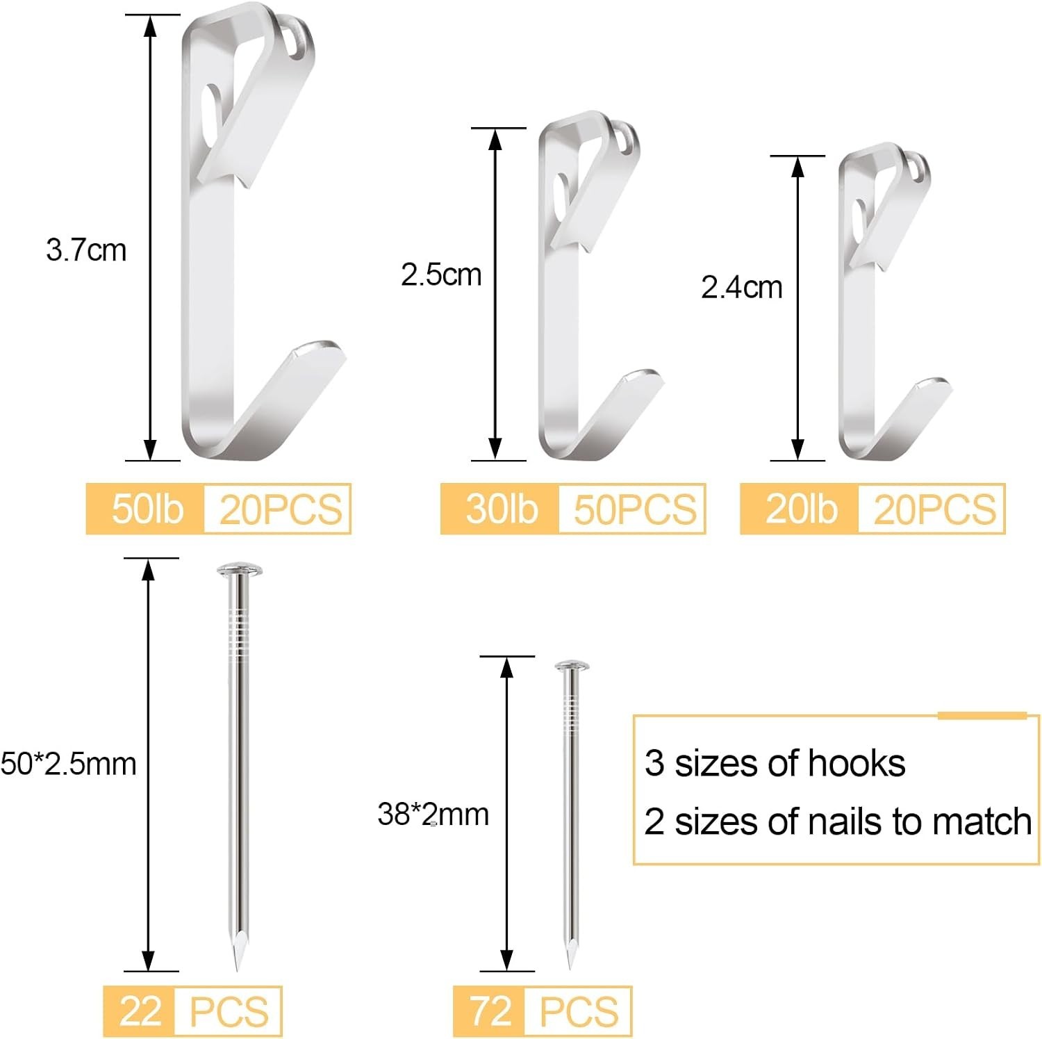 184PCS Picture Hanging Hooks Set: Ideal for Decorating Walls with 50lb Capacity