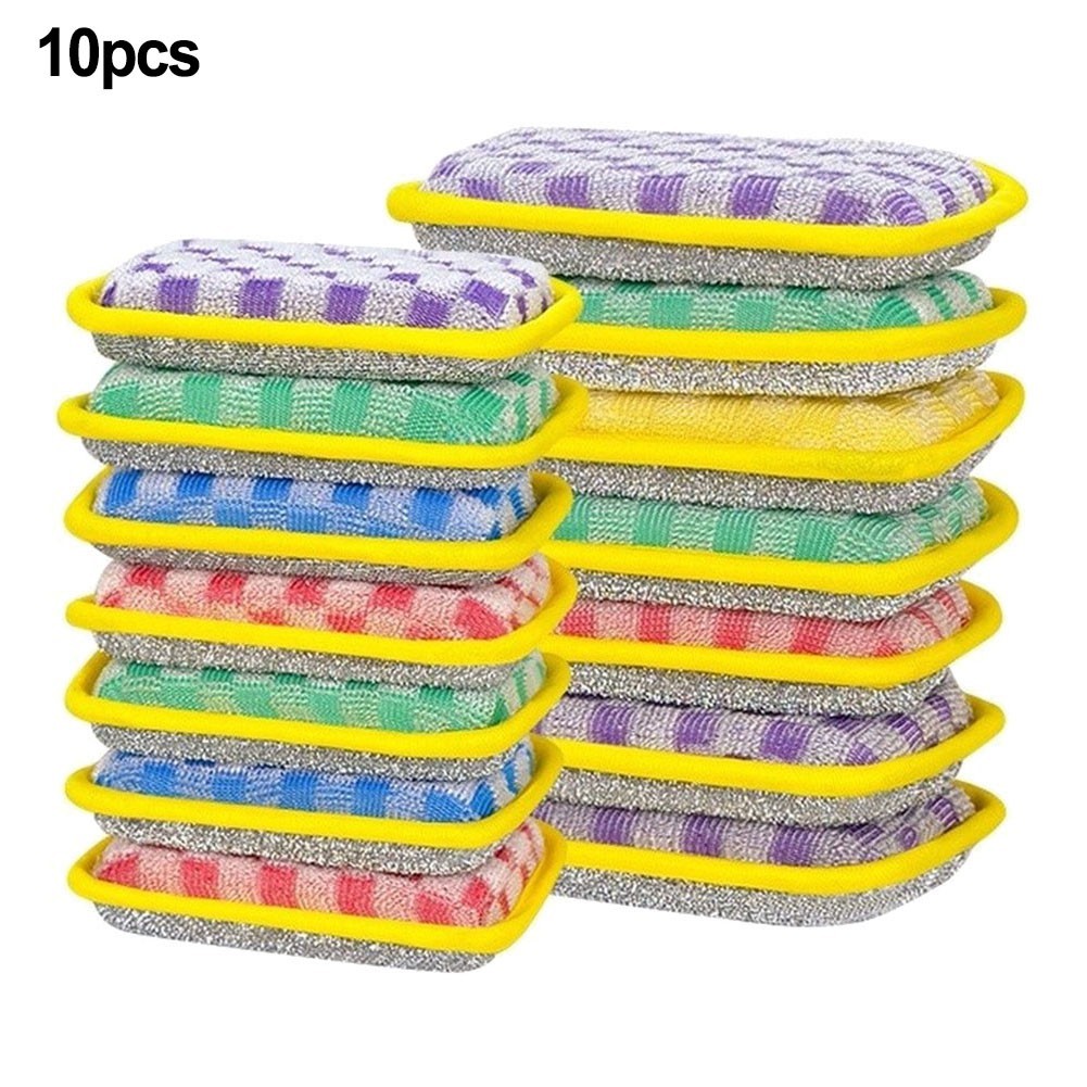 Double Sided Sponge Pack 10 pcs 15x10cm for Dishes Countertops Rinsing