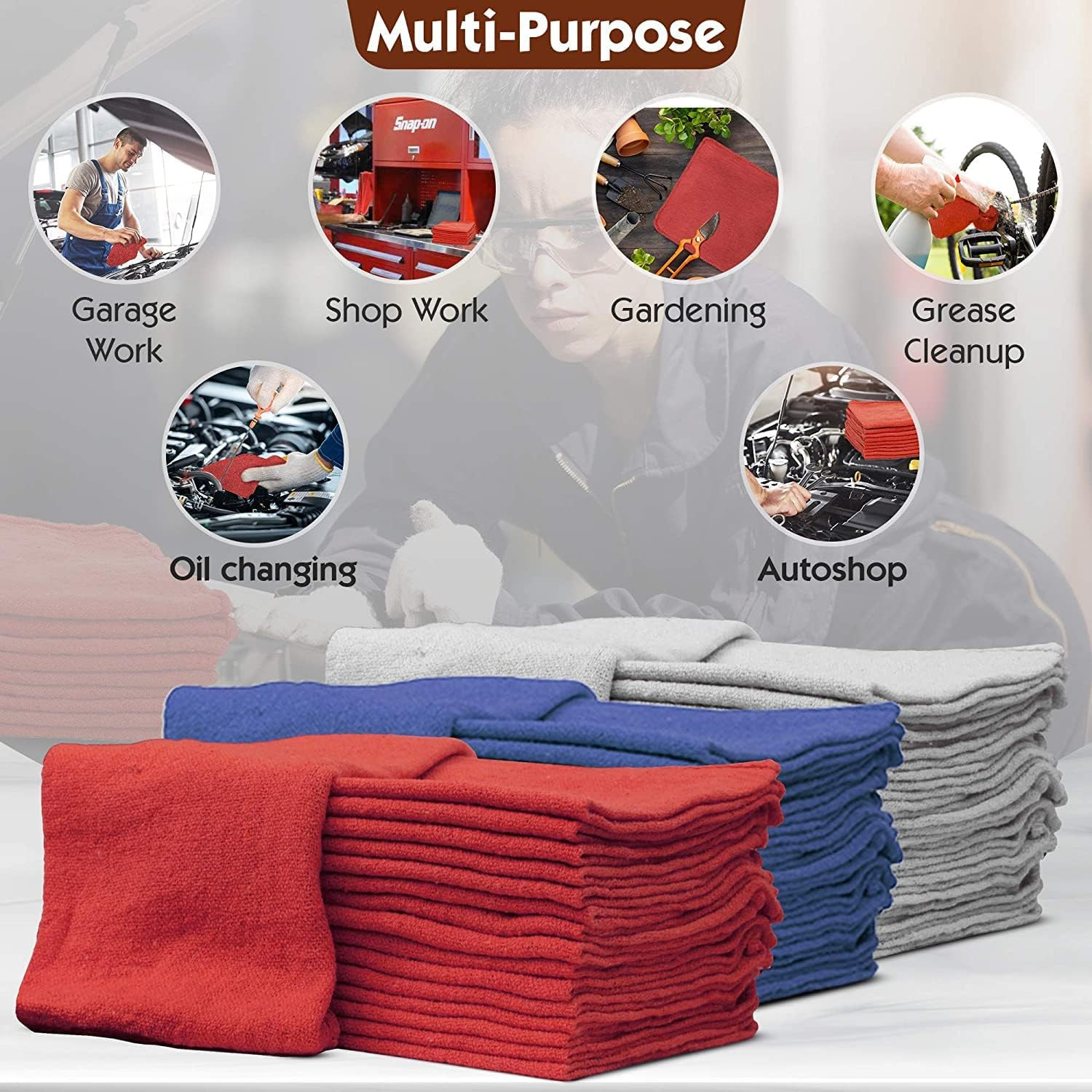Auto Mechanic Shop Towels 500 Pack Bulk Shop Rags 100% Cotton Size 14″X14″ Comme