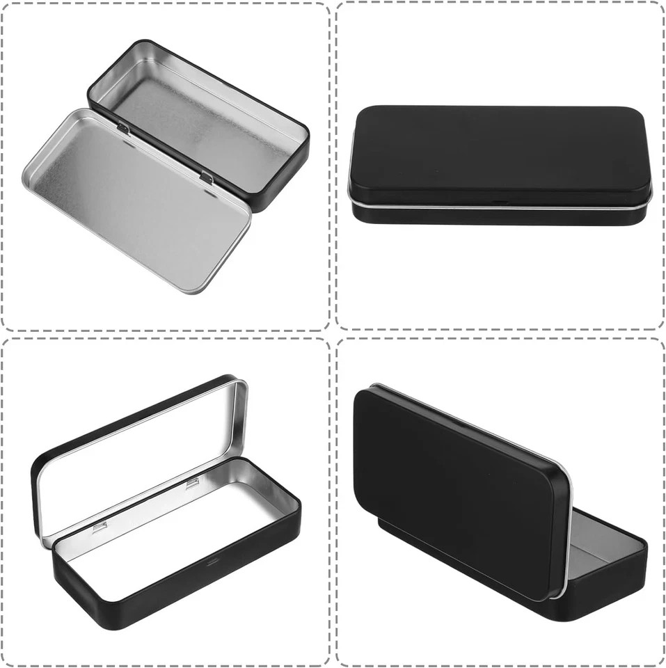 Metal Rectangular Hinged Tin Box Empty Storage Containers for Jewelry Crafts Hom