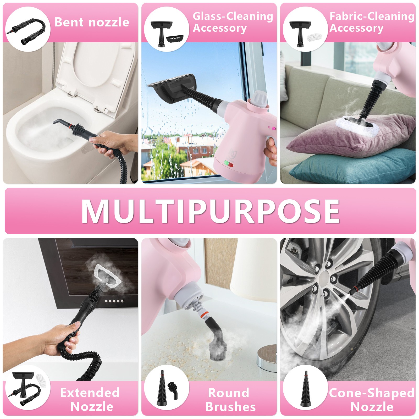 Moolan Handheld Pressurized Steam Cleaner: 1050W Household Portable Clean tools