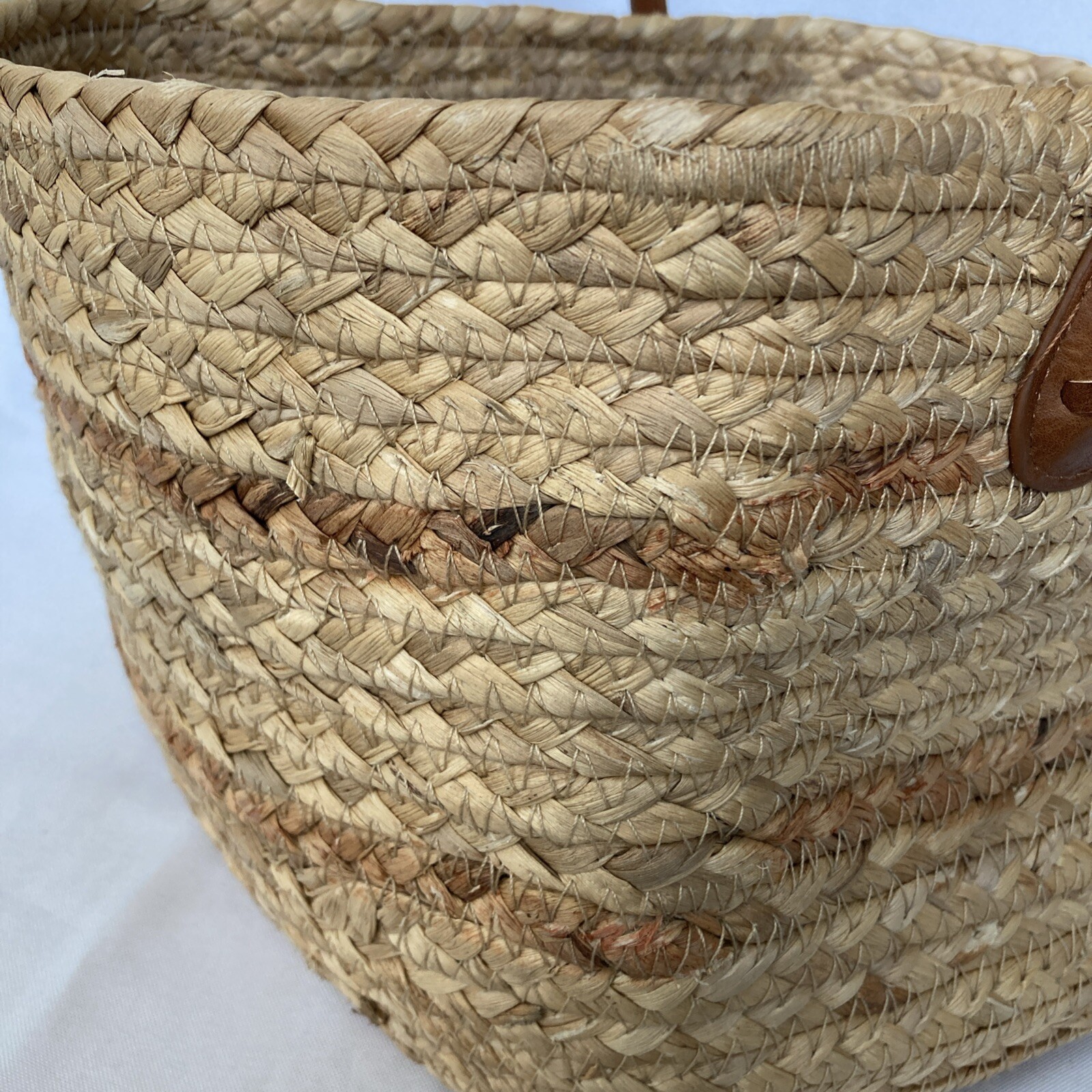 Double-Handled Basket Braided Water Hyacinth 12 x 10 x 7″ Storage Shopping Tote