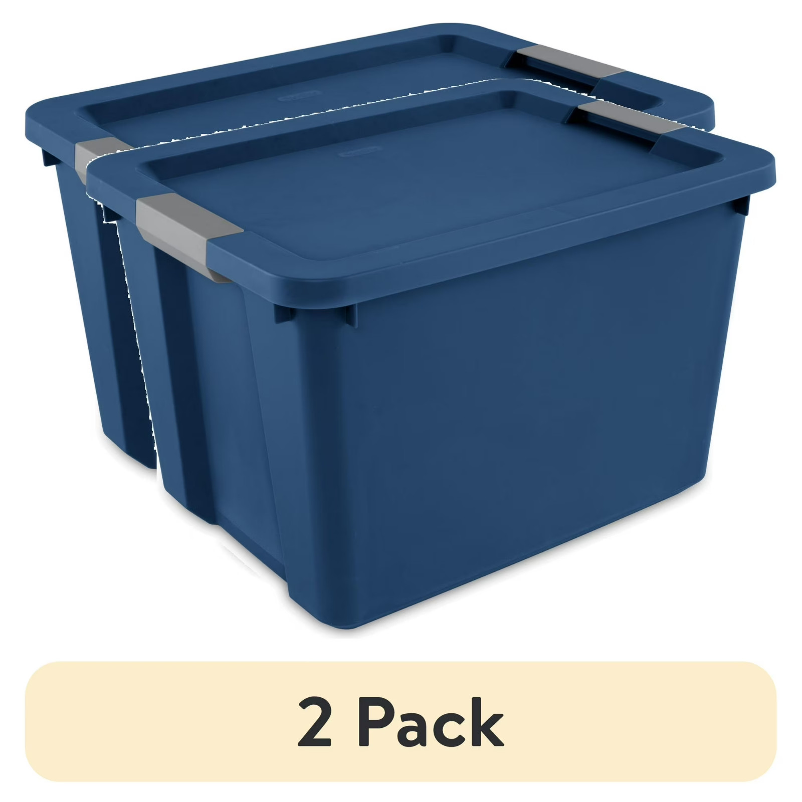 2 x Large Storage Bin, 20 Gallon Plastic Storage Container with Latch Lid, Blue