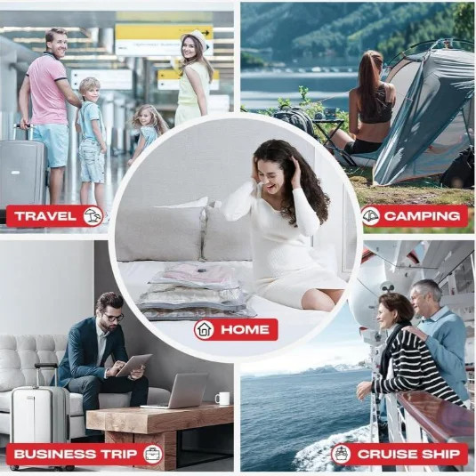 15 Pack Travel Vacuum Bags with Rechargeable Pump 3 Sizes for Clothing