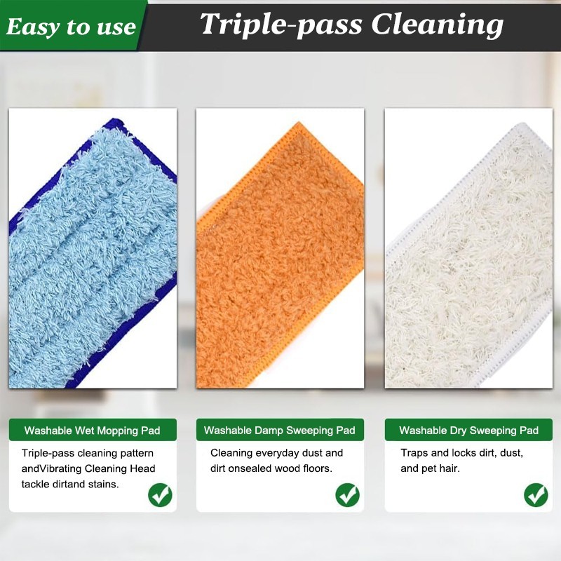 Mop Pads for iRobot Braava Jet 200 Series 240 241 Robot Mops, 3 Wet 3 Dry 3 Wet
