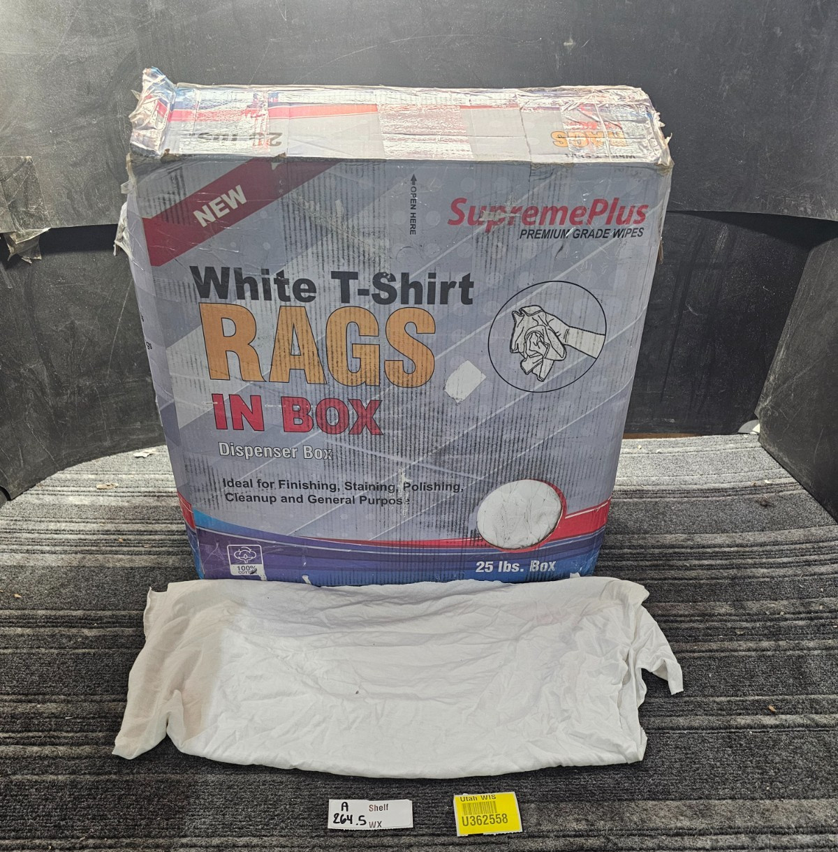 SupremePlus Premium White T-Shirt Cleaning Rags 25 lbs. White Cotton NR1125CBX