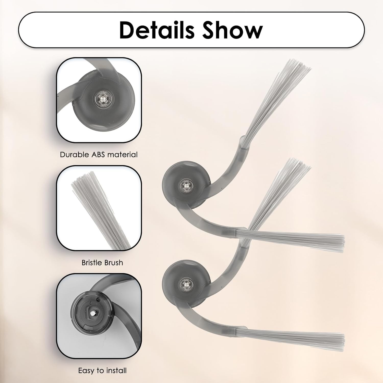 4 Pack QV 35A Replacement Side Brushes for Roborock QV 35A QV 35S Q10 S5 Q10 X5