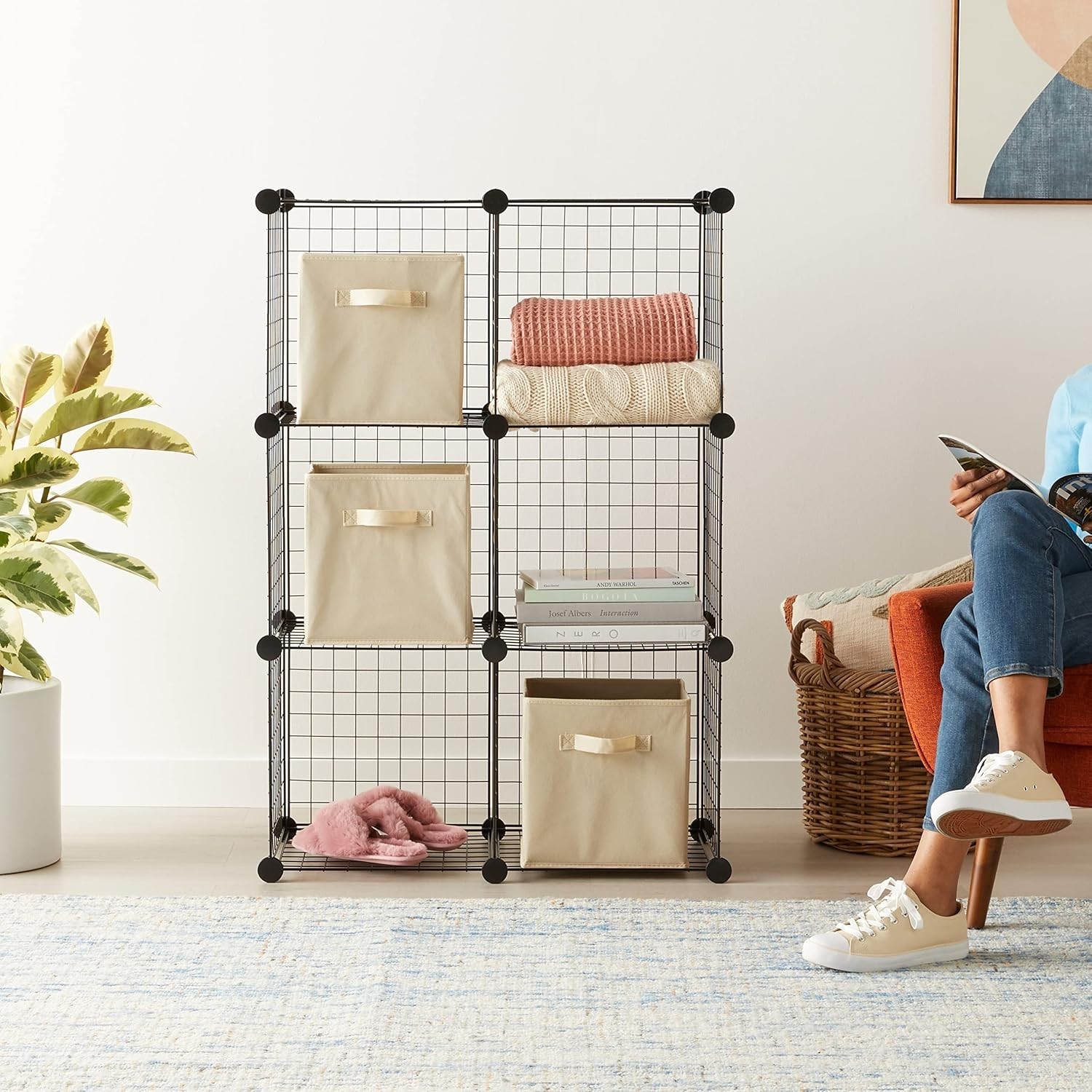 14″ x 14″ Heavy Duty 6-Cube Storage Shelf – Versatile Organizer for Home or Dorm