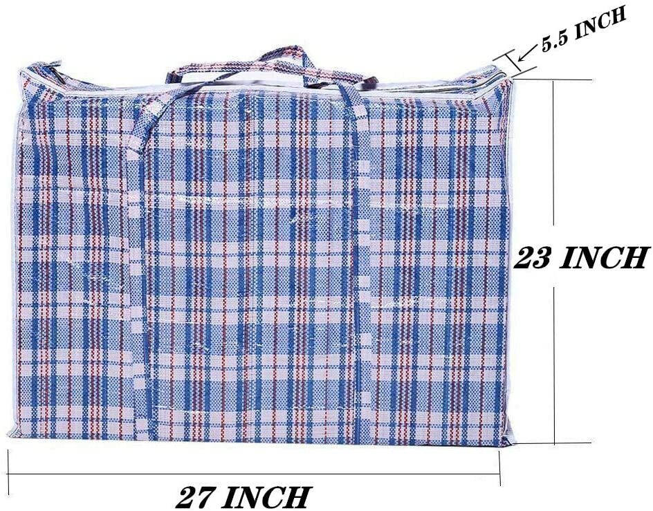 6 Pc Reusable Large Jumbo plastic Shopping Laundry Moving Storage Bag Zipper