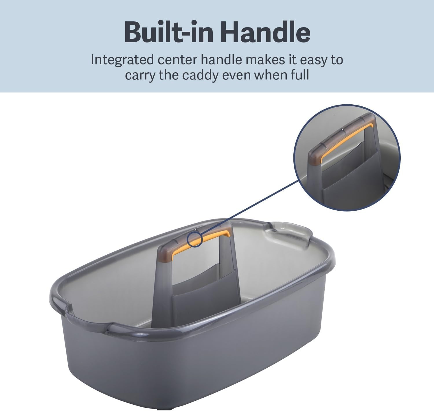 Compact 1.85 Gallon Plastic Cleaning Caddy – Versatile Storage Solution, Gray