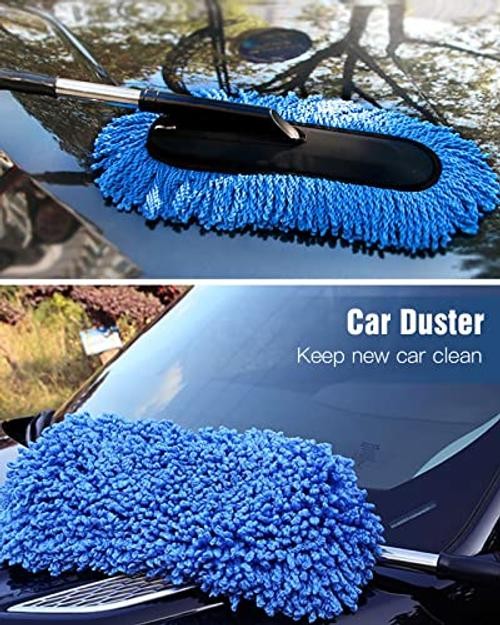 Car Duster Exterior Scratch Free Microfiber Car Cleaning Brush, 1 Pack Blue