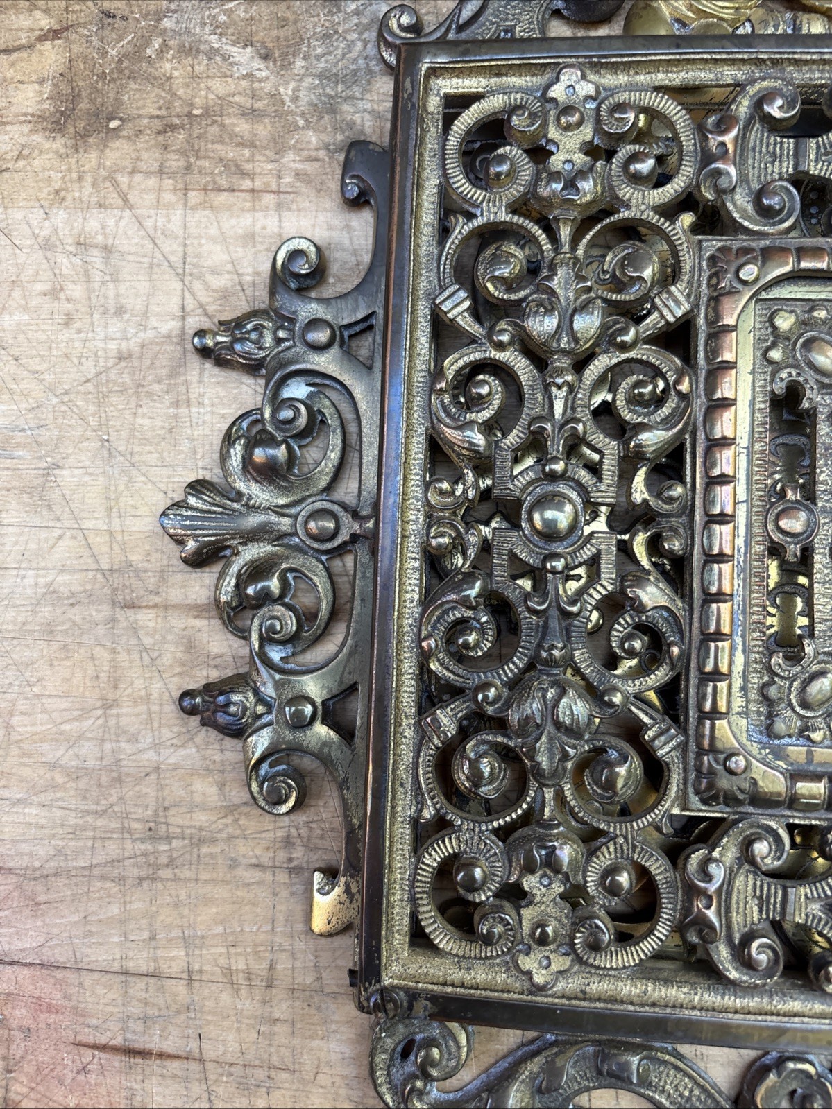 Antique Ornate Renaissance Design Solid Brass Wall Mounted Mail/ Magazine Holder