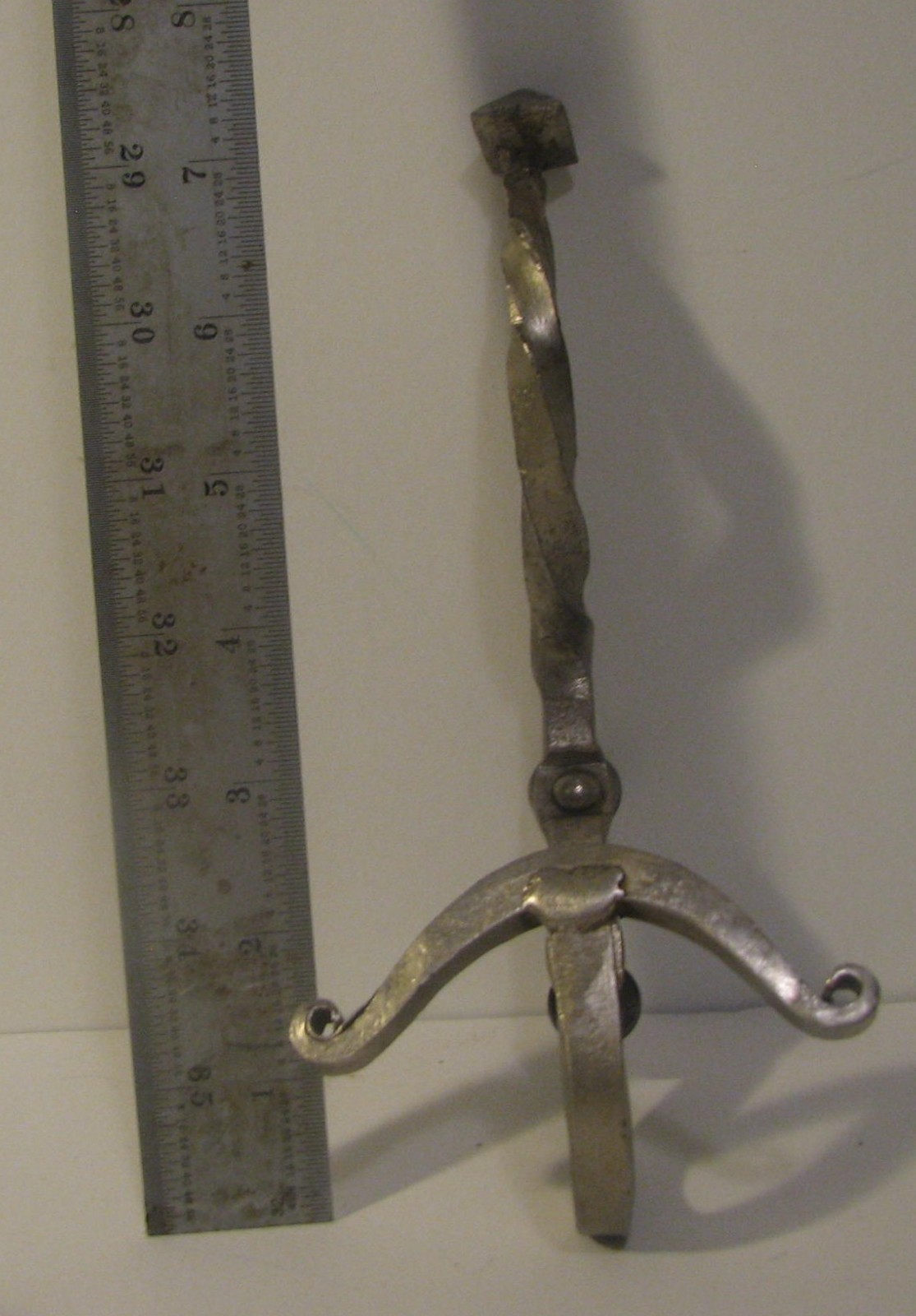 lot of 5 hand made steel coat hooks 7″ tall- 3 1/2″ wide