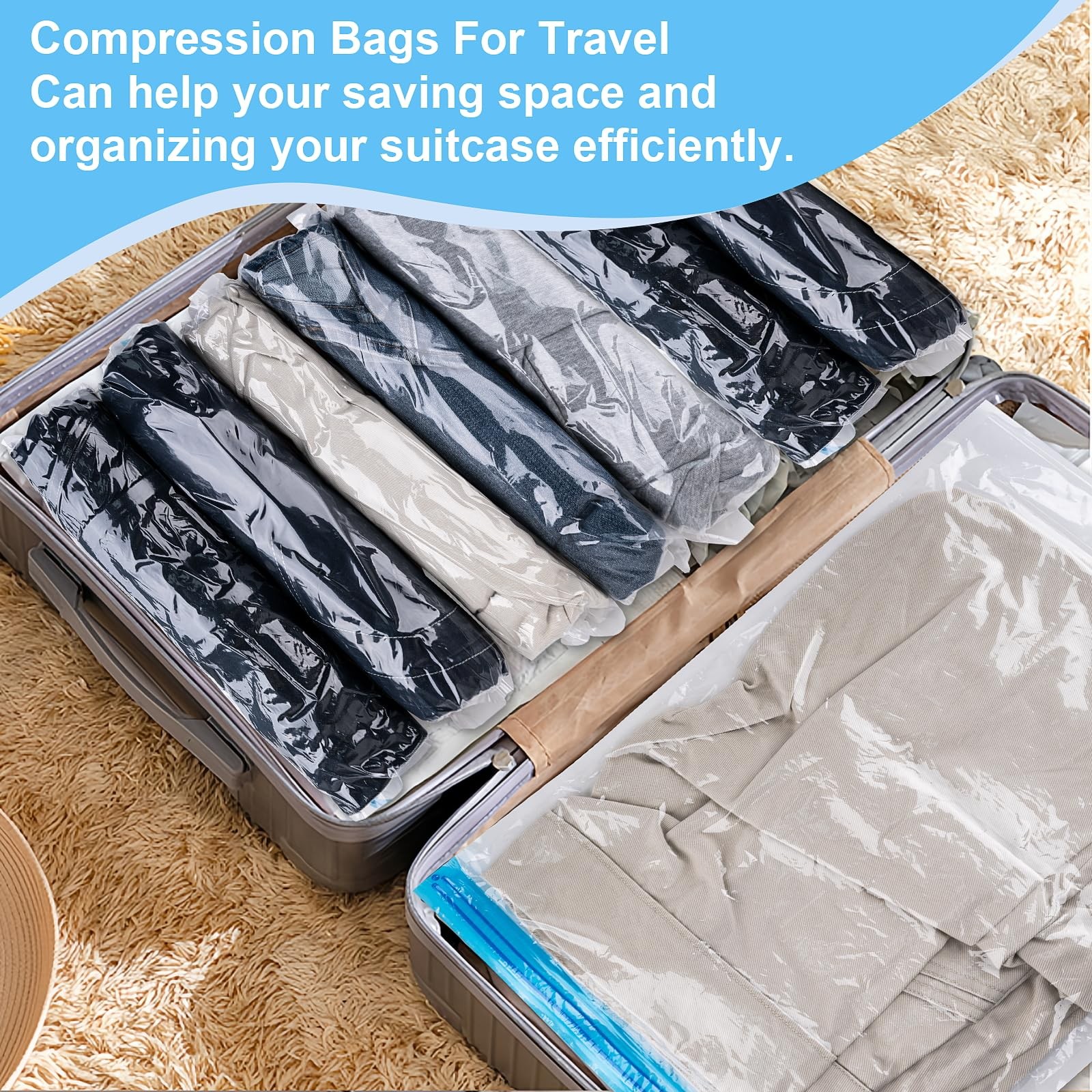 Compression Bags for Travel Storage Space Saver Travel Organizers Clothing Pa…