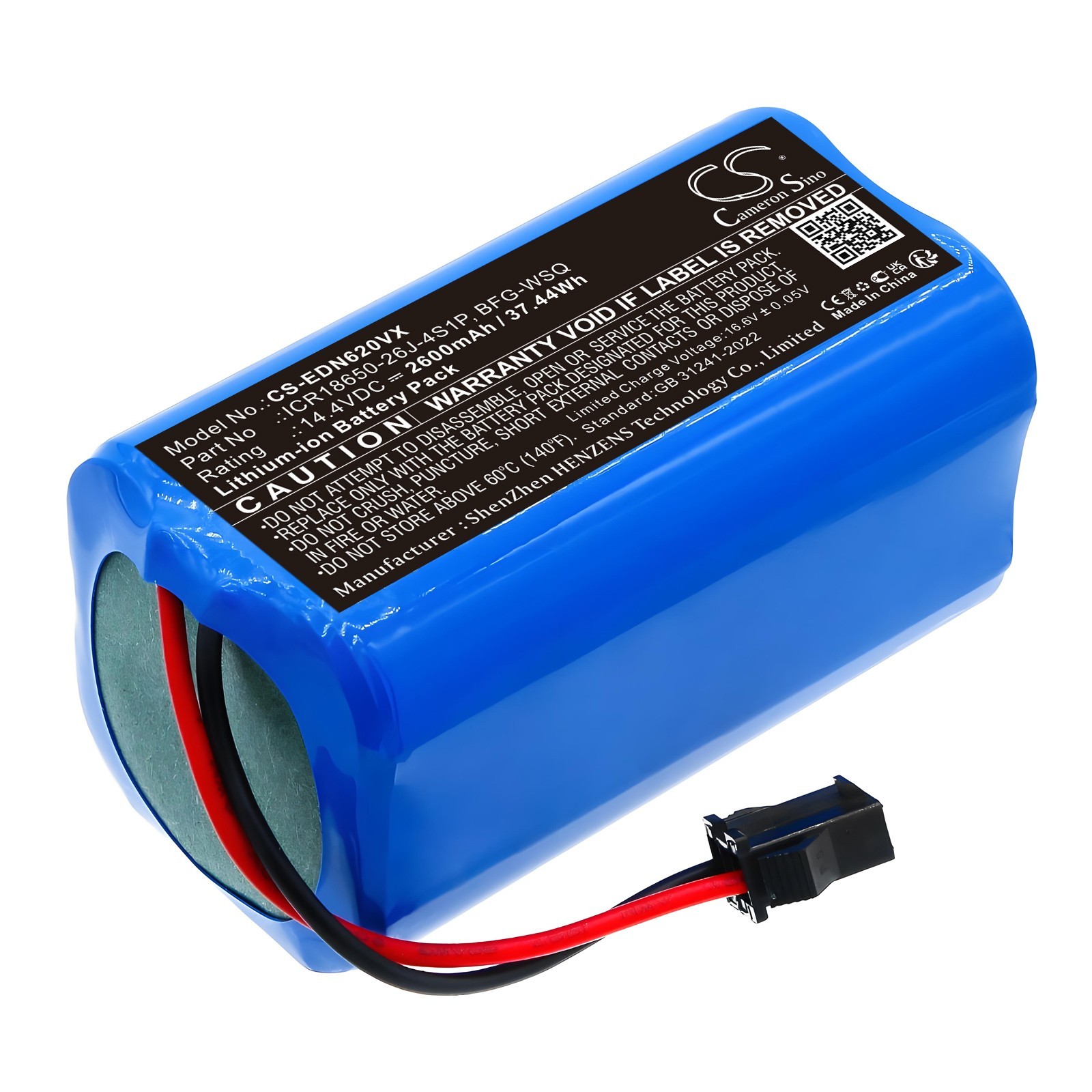 BATTERIE 2600mAh ICR18650-26J-4S1P BFG-WSQ For Polaris PVCR-1126W, PVCR-1226