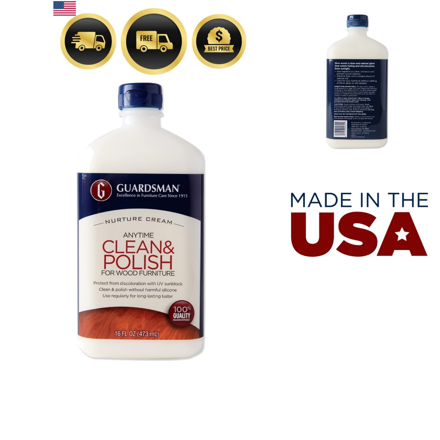 Clean & Polish For Wood Furniture – Cream Polish 16.9 oz – Silicone Free, UV …