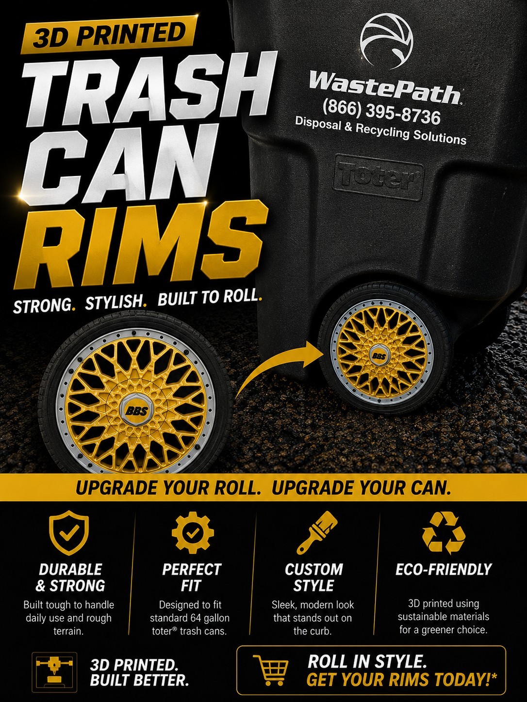 Trash Can Wheel Rim Covers – BBS Style – 3D Printed