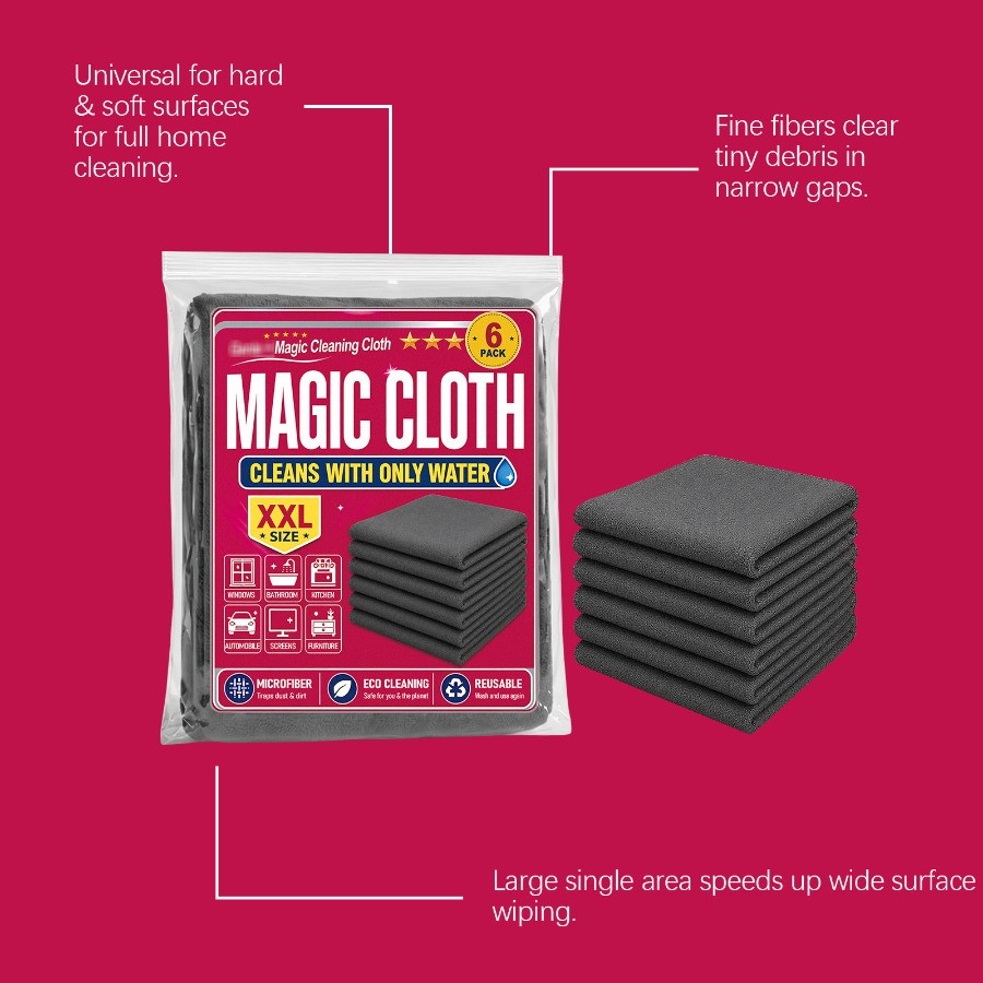 1-5Set Genie Magic Cleaning Cloth 6-Pack, Microfiber Cleaning Cloths, Reusable🔥