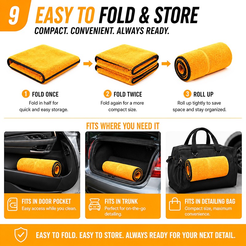 CarCarez 4 Pack Microfiber Car Detailing Polishing Towels 16″x24″ 380 GSM Gold