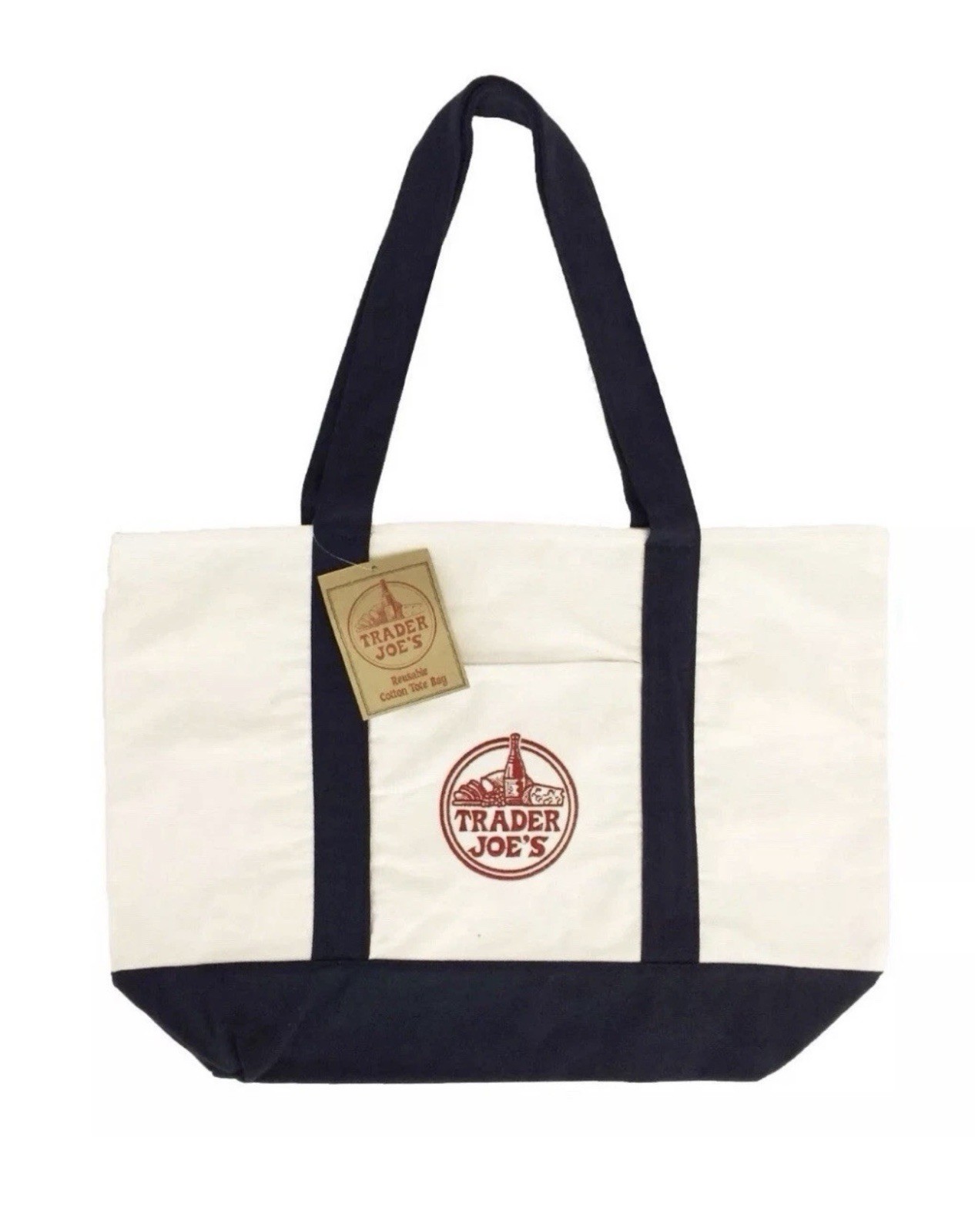 Trader Joe’s LARGE BLUE & WHITE Classic Original Canvas Tote Bag Limited Time!