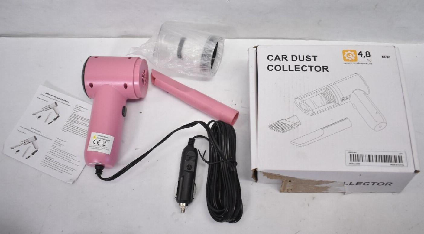 Car Dust Collector Pink Electronic Plug In Device w Accessories