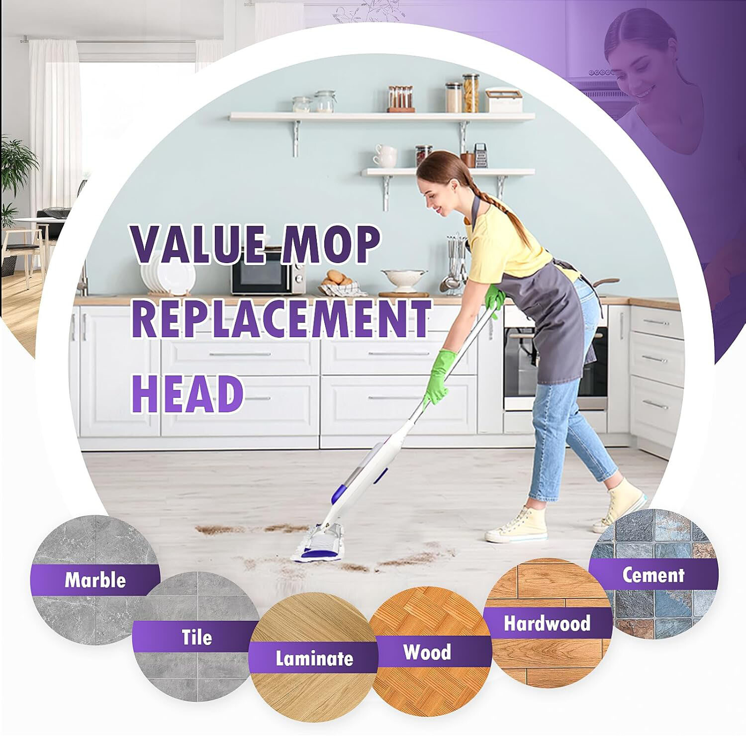 12 Pack Disposable Power Mop Pads Refills Multi-Surface Replacement Mopping Pads