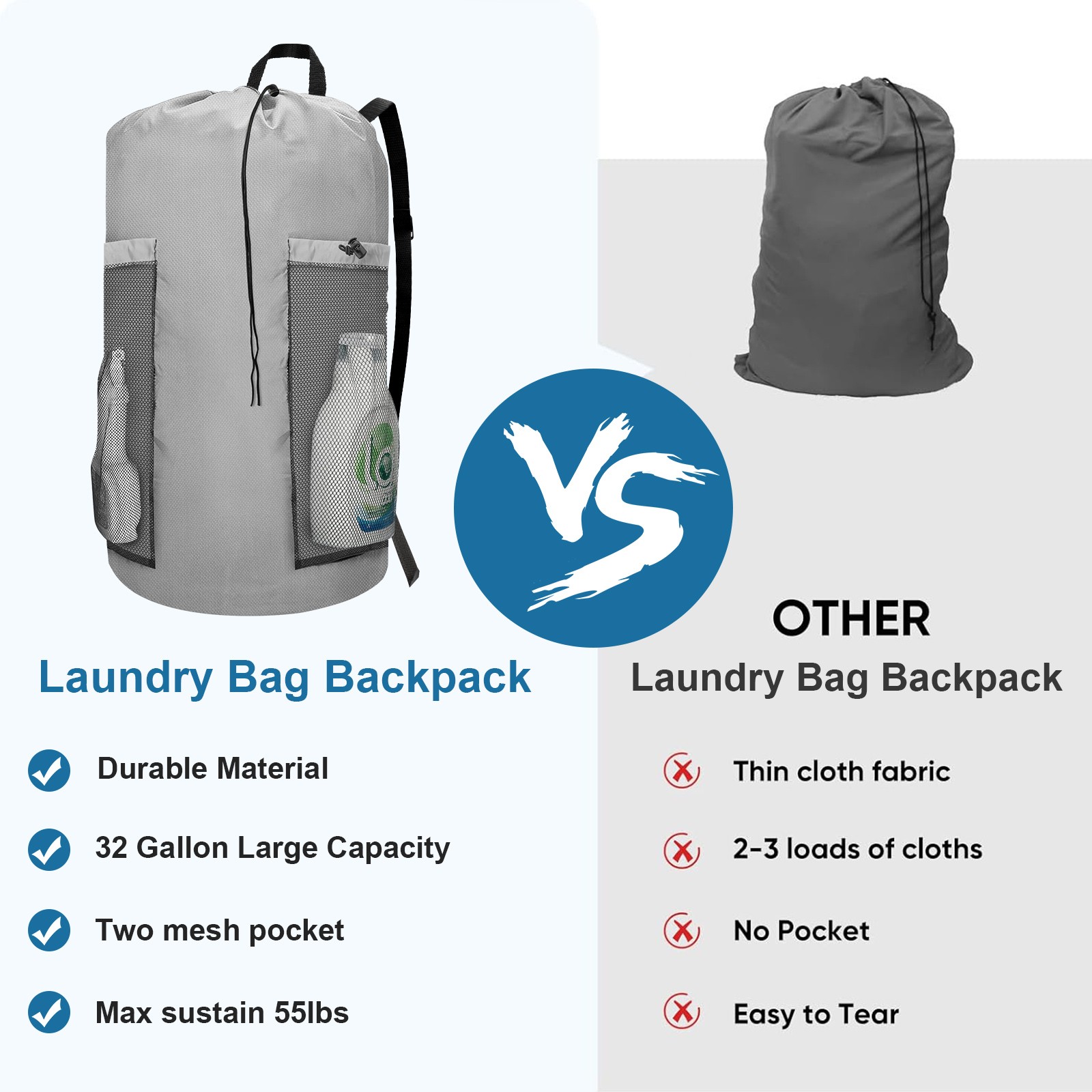Heavy Duty 120L Laundry Bag Backpack 900D Oxford Waterproof for Cloth Organizer