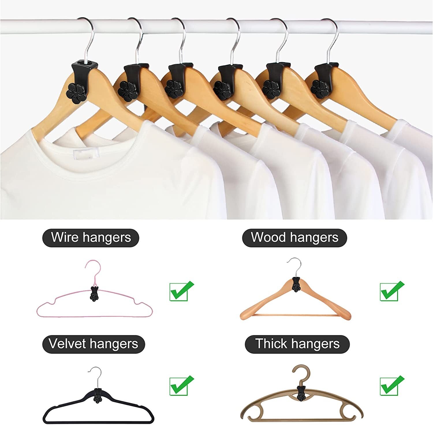 40x Space Saving Hanger Hooks Clothes Hanger Connector Hook Organizer Closet US