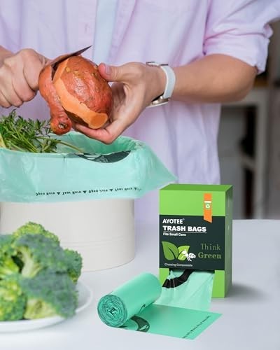 200 Count 1.2 Gallon Small Biodegradable Trash Bags, Compost Bags for Countertop