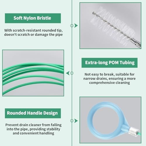 3 pcs Auto Sunroof Drain Cleaning Tool, 120 Inch Long Flexible Tube Cleaning Bru