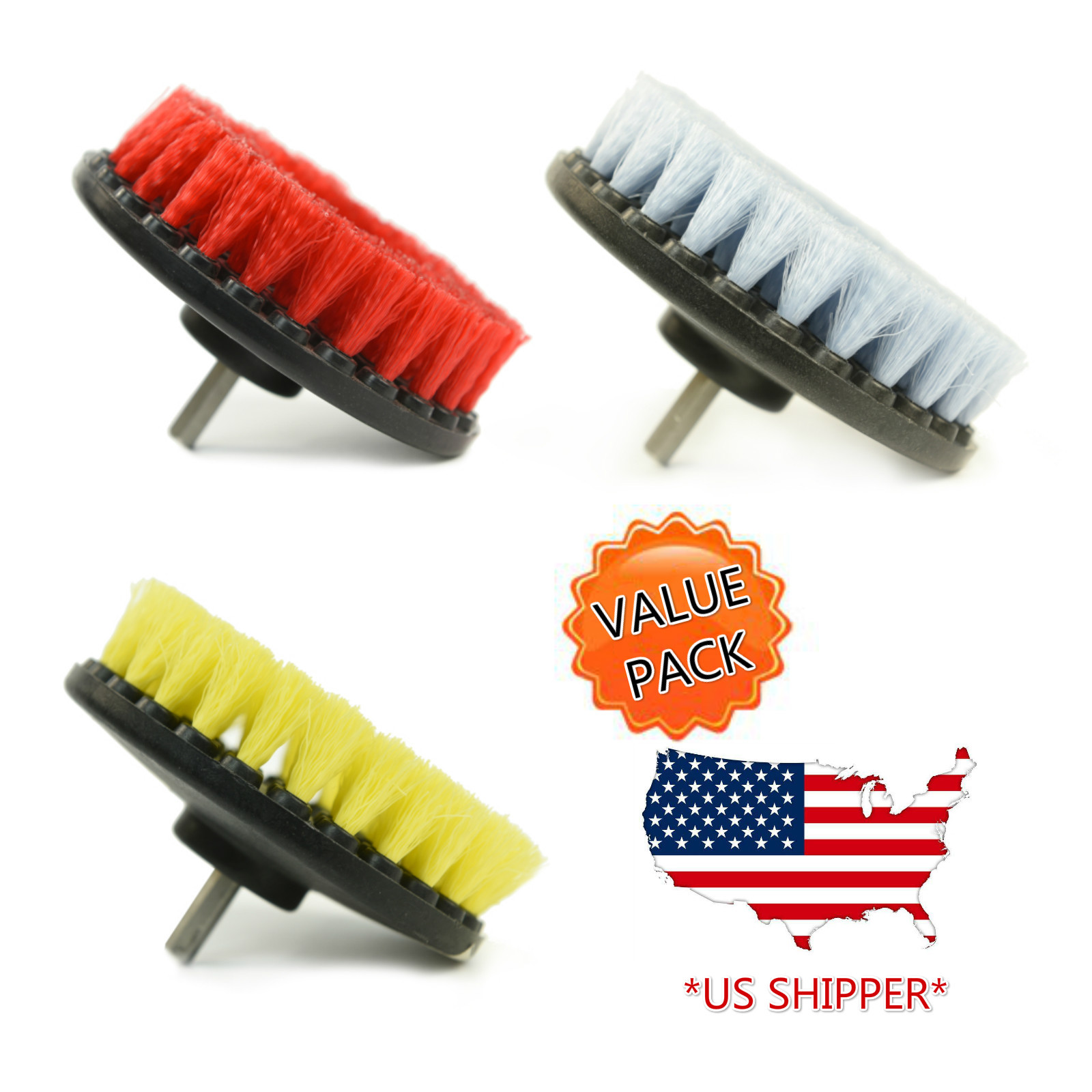 Heavy Duty 5″ Round Scrub Brush with Power Drill Attachment
