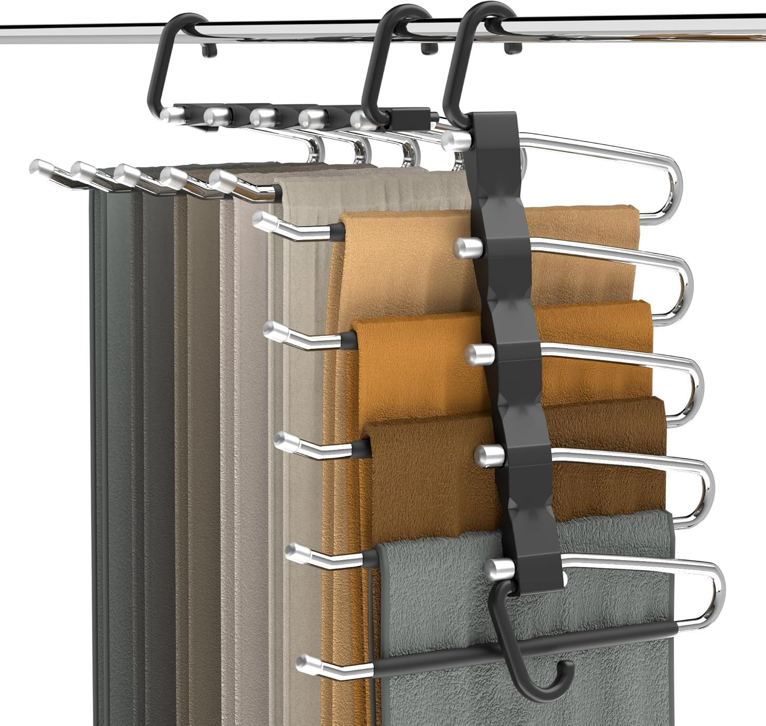 2 Pack Pants Hangers Space Saving Stainless Steel Closet Organizer Rack