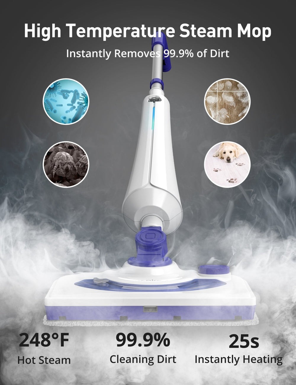 Professional Steam Mop Cleaner, 1300W Floor Steamer with Detergent Chamber, 2…
