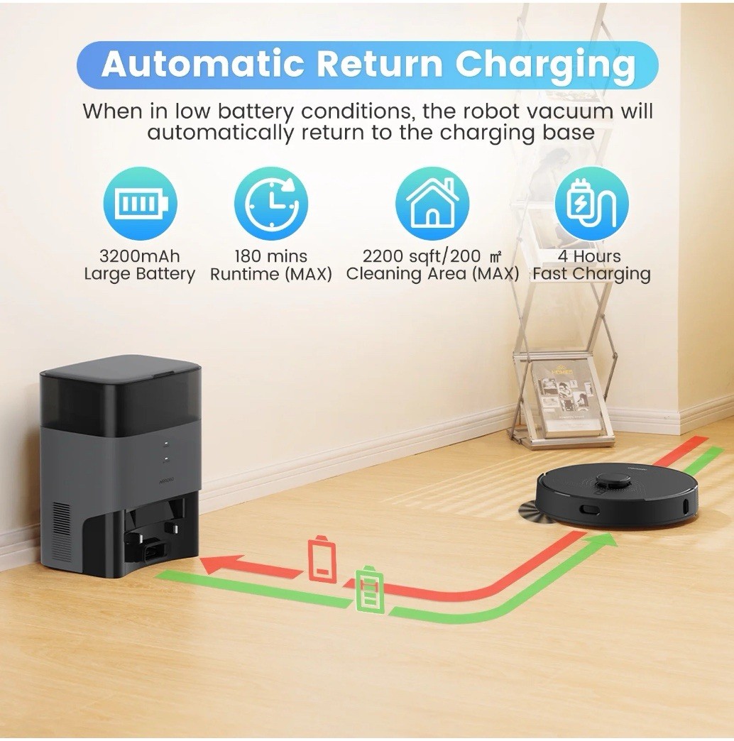 AIRROBO L40+ Robot Vacuum & Mop – Self-Empty, 180min, App & Voice