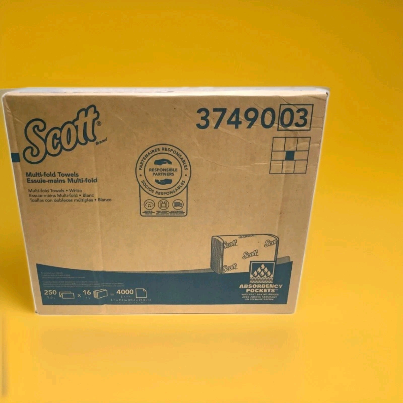 Scott 37490 Multi-fold Towels, Narrow Width 8.0″ x 9.4″, 4000 Towels 3749003