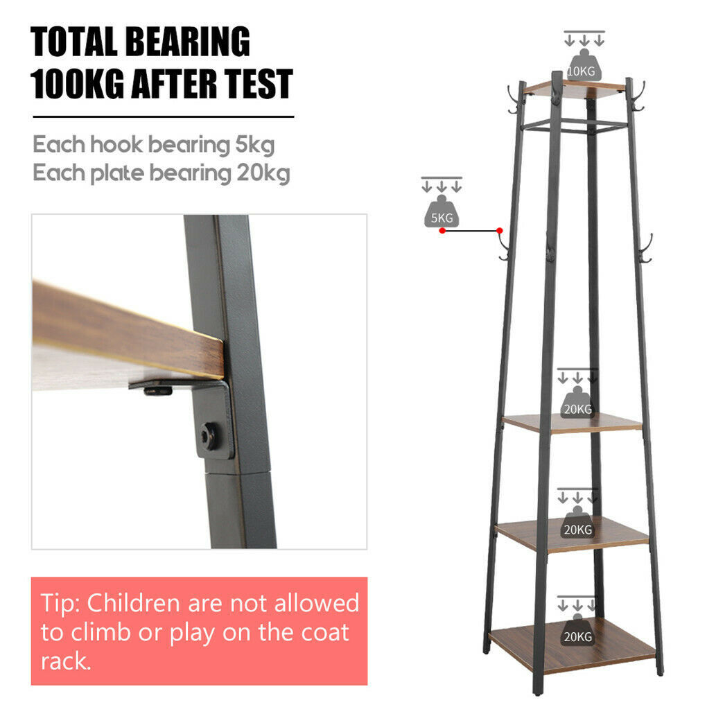 Industrial Metal Coat Garment Rack Stand Entryway Hall Tree Hanger Clothes Rails