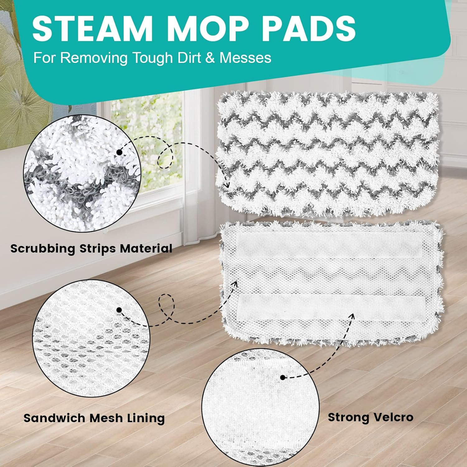 6 Pack Steam Mop Replacement Pads Compatible with Shark Steam Mops S1000…