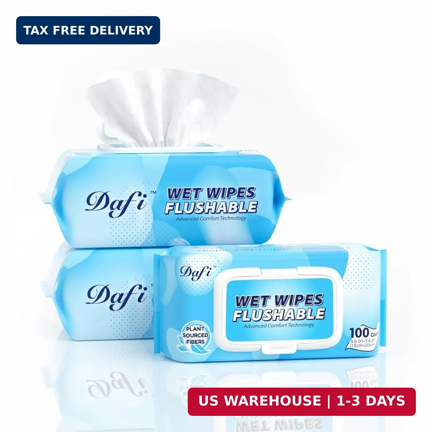 DAFI Flushable Wipes for Adult Wet Wipes, Total 300 Unscented Toilet Wipes Flush