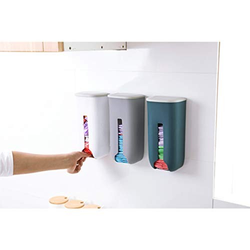 Wall-Mounted Garbage Bag Storage Box 5.00X3.54X10.31In Plastic Bag Holder Gray