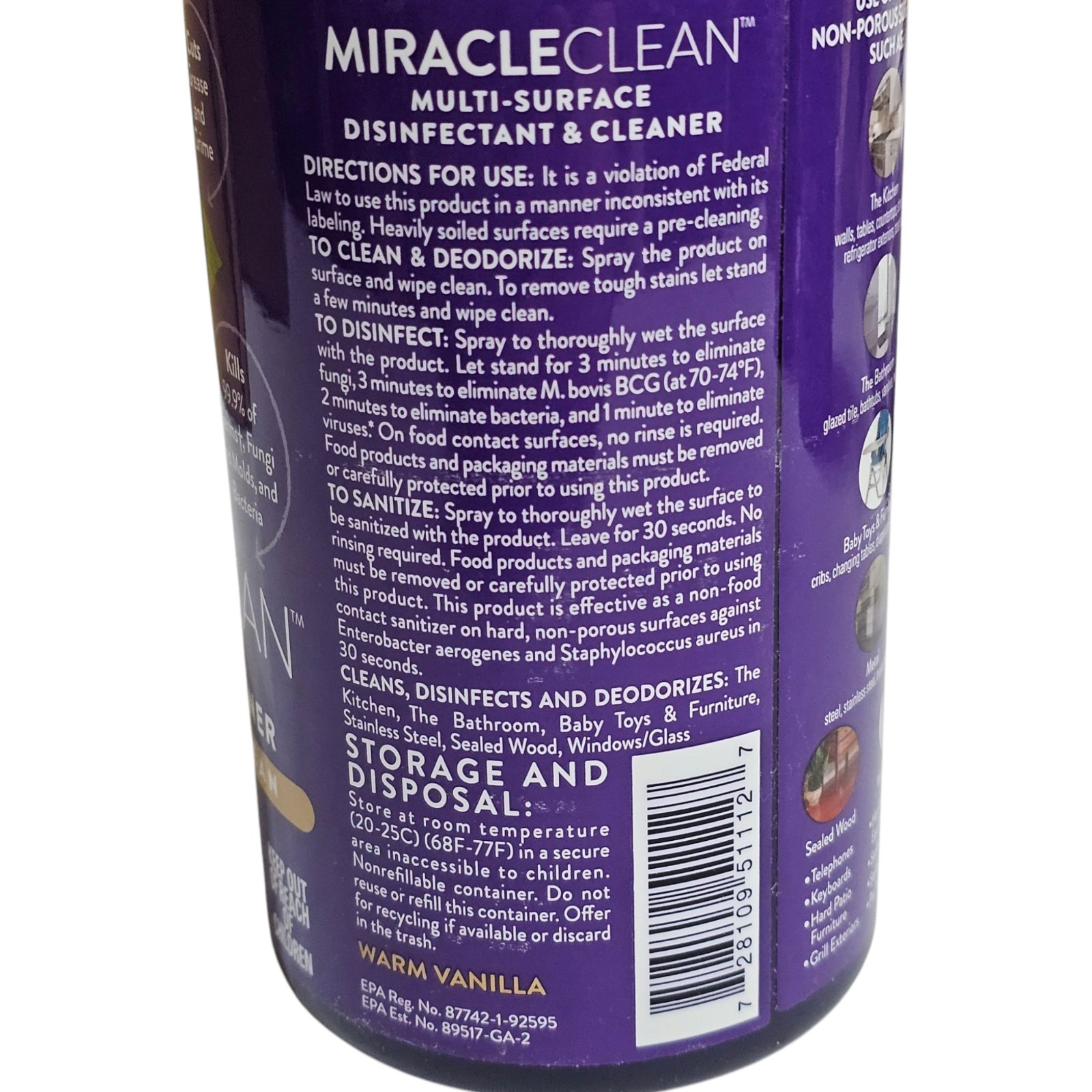 Joy Mangano Miracle Clean Multi Surface Cleaner Warm Vanilla Set Kit – READ