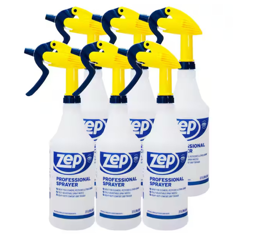 Zep Professional Spray Bottles 32oz (6-Pack) Heavy Duty Adjustable Nozzle