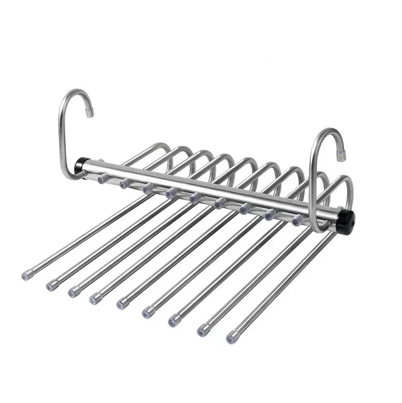 2 pcs 9-Layer Foldable Metal Pants Hanger – Space-Saving Multi-Tier Closet Tool