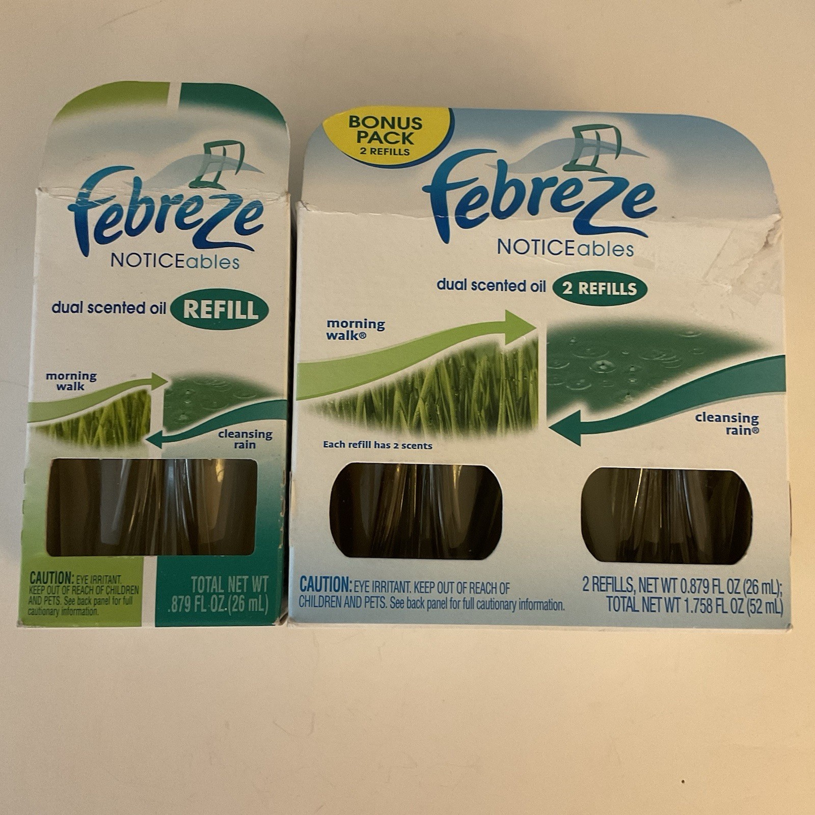 VTG FEBRIZE Dual Scented Oil NOTICEables 3 refills MORNING WALK / CLEANSING RAIN
