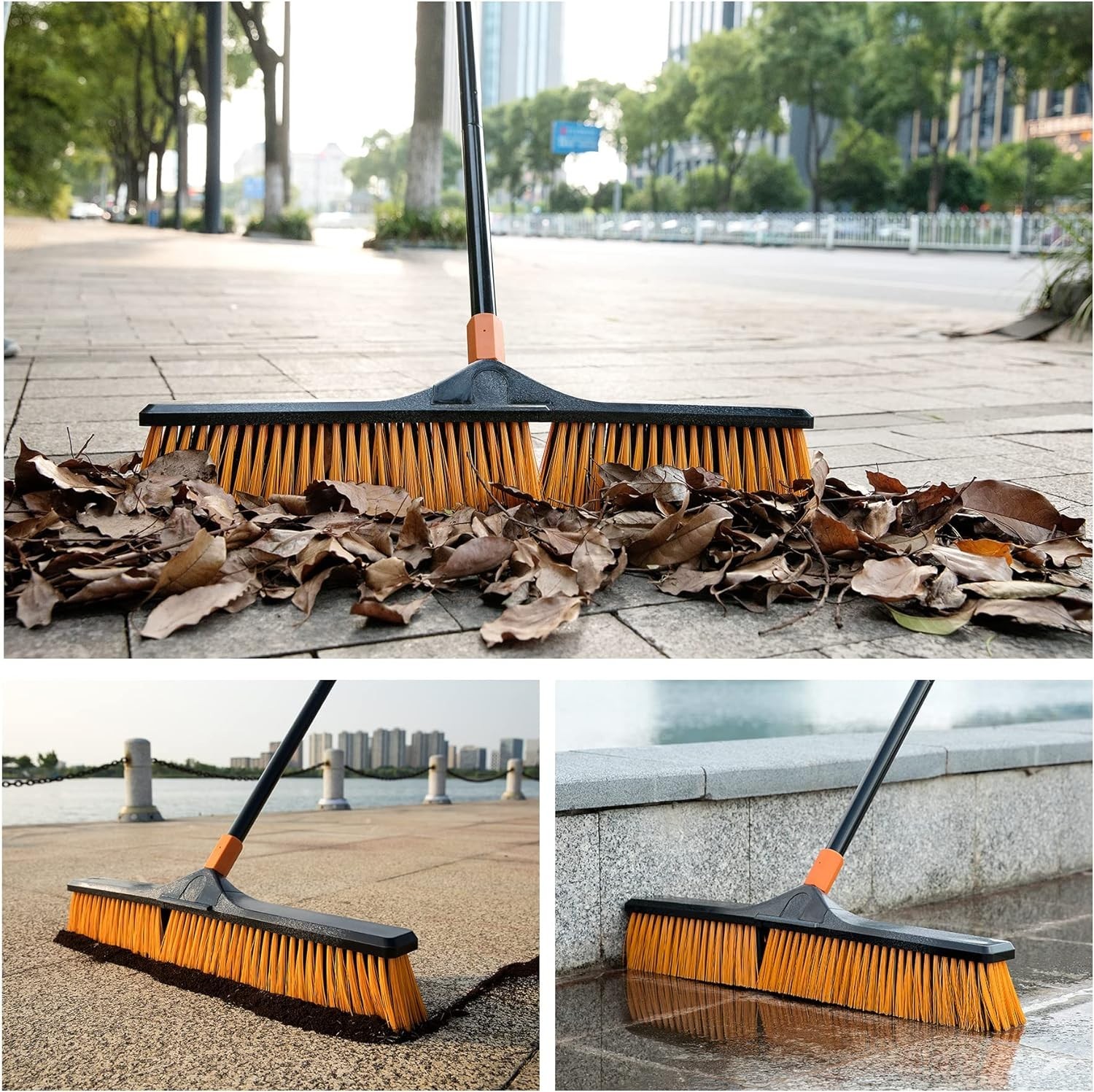 Push Broom Floor Sweeping Brush Large Heavy Duty Outdoor Indoor Garage Deck C…
