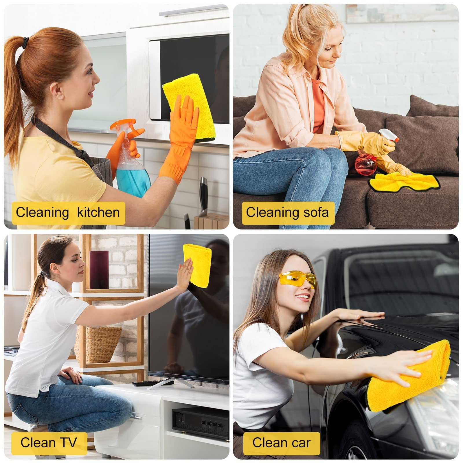 40 Pcs Microfiber Towels:16″x16″ Microfiber Drying Towels Bulk Micro Fiber Ca…